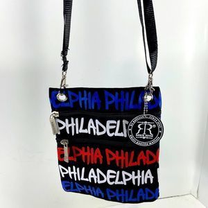Robin and Ruth Philadelphia bag black with red white and blue lettering